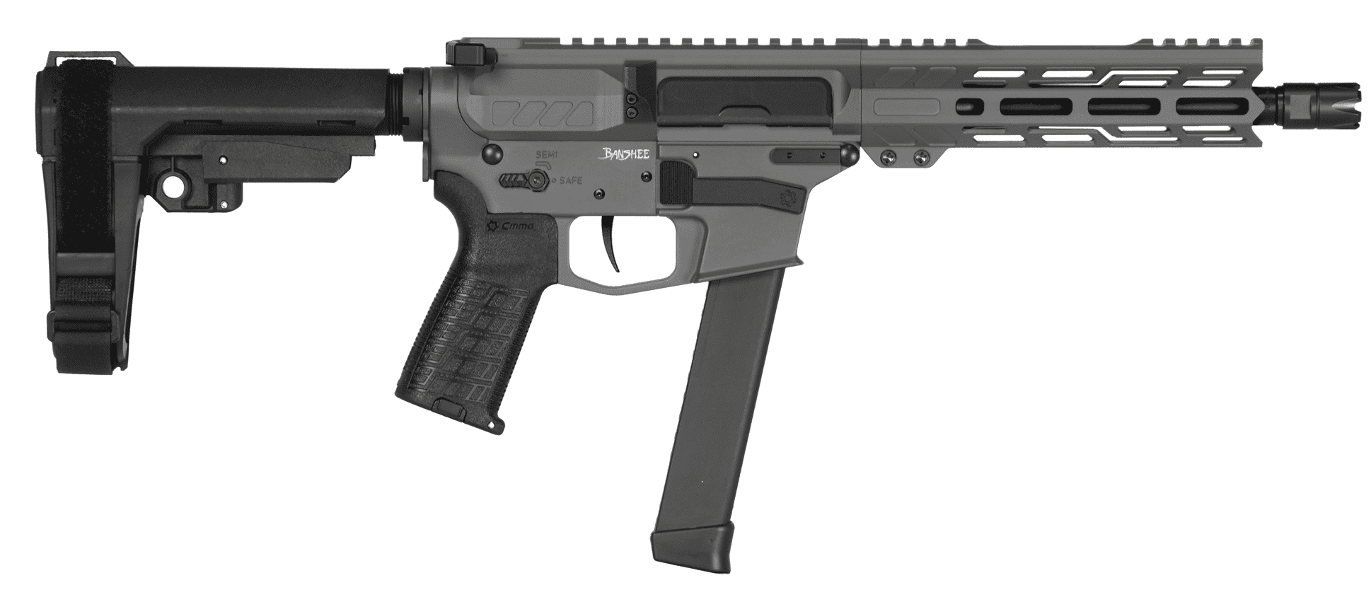 CMMG PISTOL, BANSHEE, MKGS, 9MM, 8", TUNGSTEN W/ADJ RIP BRACE