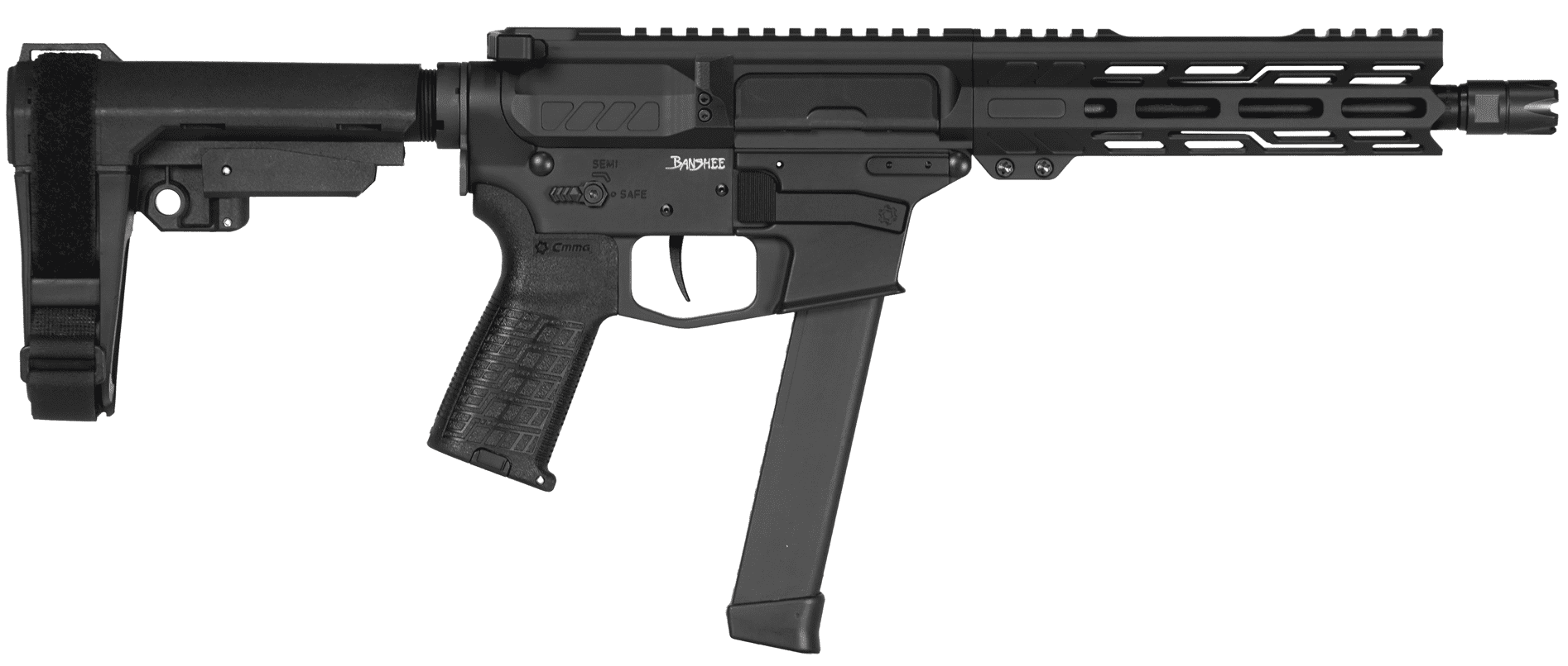 CMMG PISTOL, BANSHEE, MKGS, 9MM, 8", ARMOR BLK W/ADJ RIP BRACE