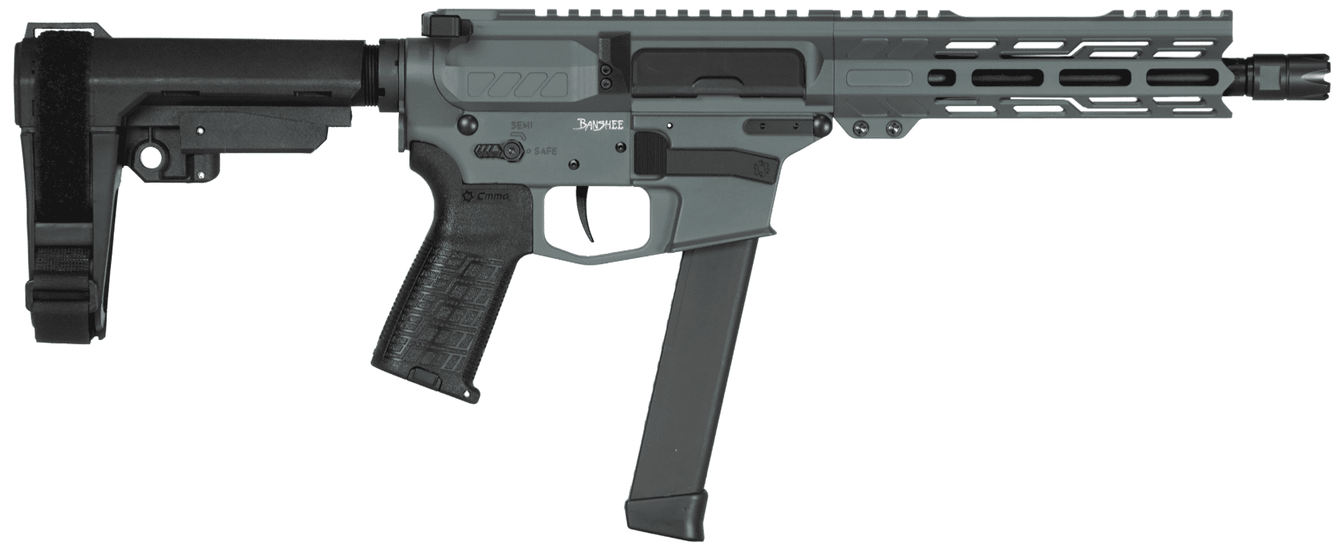 CMMG PISTOL, BANSHEE, MKGS, 9MM, 8", CHARCOAL GRN W/ADJ RIP BRACE