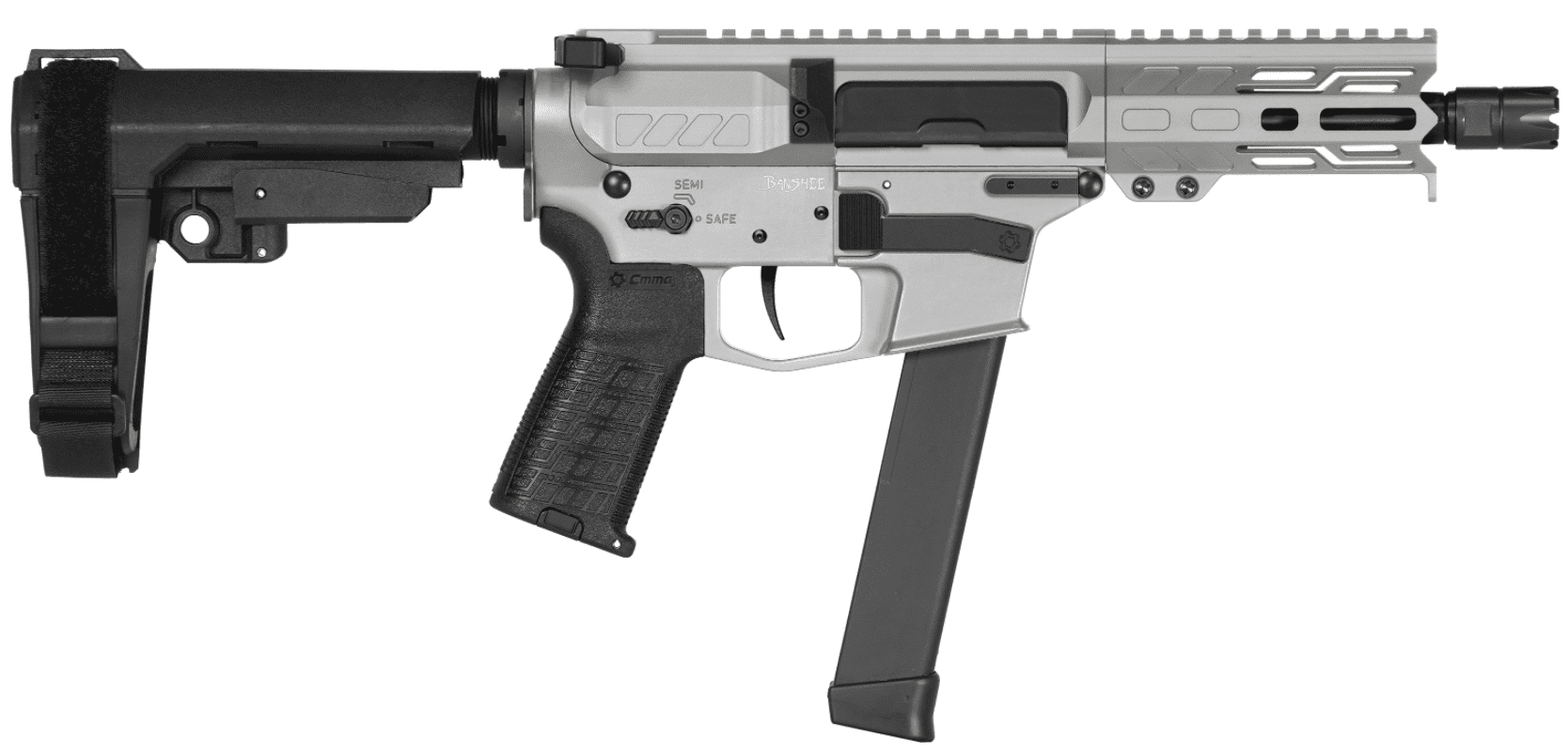 CMMG PISTOL, BANSHEE, MKGS, 9MM, 5", TITANIUM W/ADJ RIP BRACE