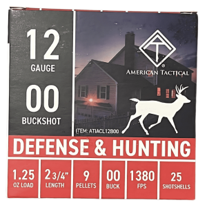 AMERICAN TACTICAL 12G 9PELLET 00 BUCK 1.25OZ 2.75" 25RD BX 250RD CASE
