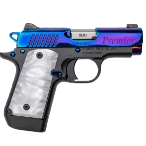 KIMBER MICRO 9 BLUE RAINBOW 9MM PISTOL 3.15" RAINBOW PVD, PEARL KIRNITE GRIP 1-7RD MAG