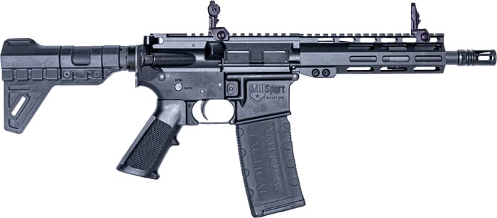 ATI MILSPORT 5.56 7.5" PSTL 7.5" MLOK, BLADE BRACE 1-30RD MAG