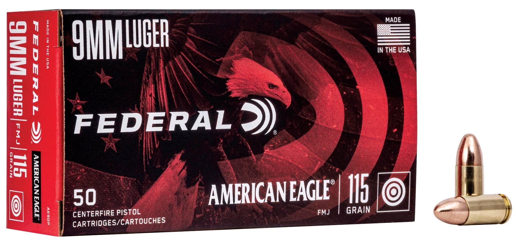 FEDERAL 9MM LUGER 115GR FMJ 50 RD/BX 20 BX/CS