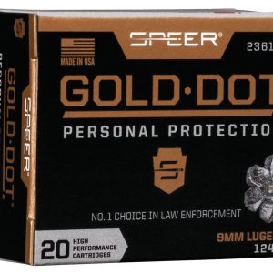 SPEER 9MM LUGER +P 124 GR GDHP AMMO 20 RD/BX 10 BX/CS