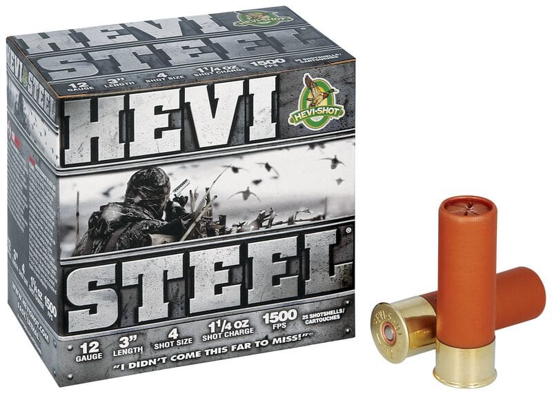 HEVI-SHOT HEVI-STEEL 12GA 3IN 1-1/4OZ #4 25 RD/BX 10 BX/CS