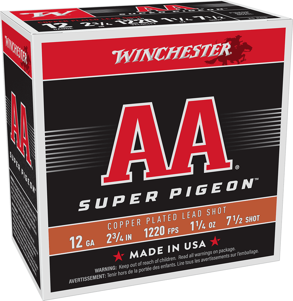 WINCHESTER 12 GA 2-3/4" #7.5 AA SUPER PIGEON 1-1/4 OZ 25 RD/BX 10 BX/CS