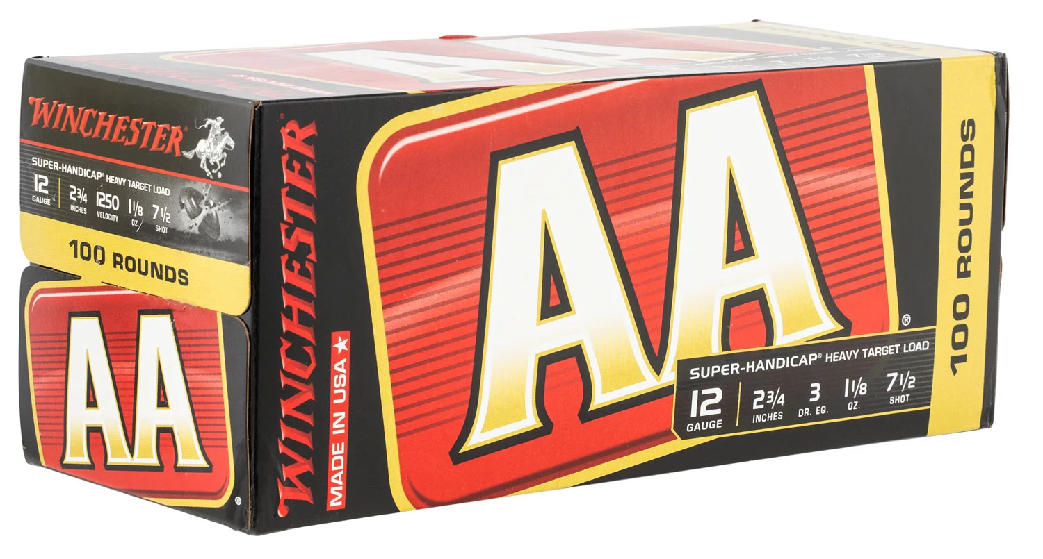 WINCHESTER 12 GA 2-3/4" #7.5 AA SUPER-HANDICAP HEAVY TARGET 1-1/8 OZ 100 RD/BX 2 BX/CS