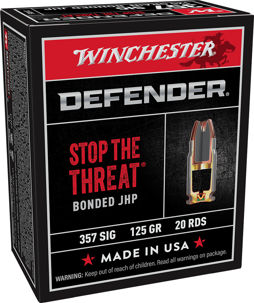 WINCHESTER 357 SIG DEFENDER BONDED JHP 125 GR 20 RD/BX 10 BX/CS