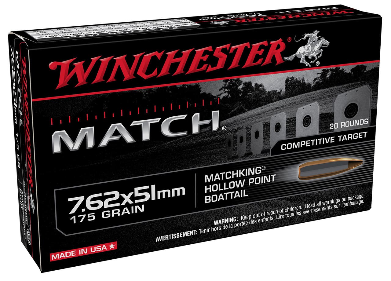 WINCHESTER 7.62x51 MM MATCH 175 GR SIERRA BTHP 20 RD/BX 25 BX/CS