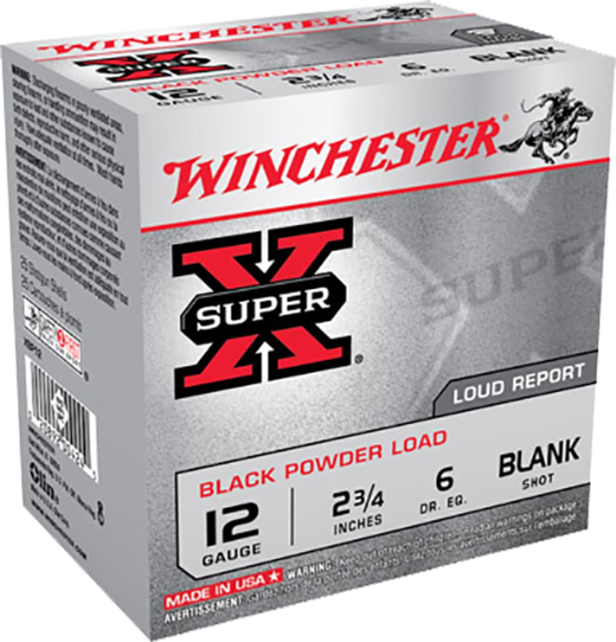 WINCHESTER 12 GA 2-3/4" SUPER-X BLANK – SMOKE & NOISE 25 RD/BX 10 BX/CS