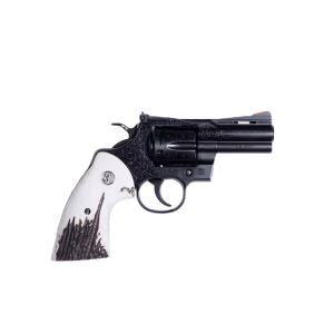 COLT PYTHON 357MAG REVOLVER 3" DEEP ENGRAVED, STAG GRIPS, 1 OF 200