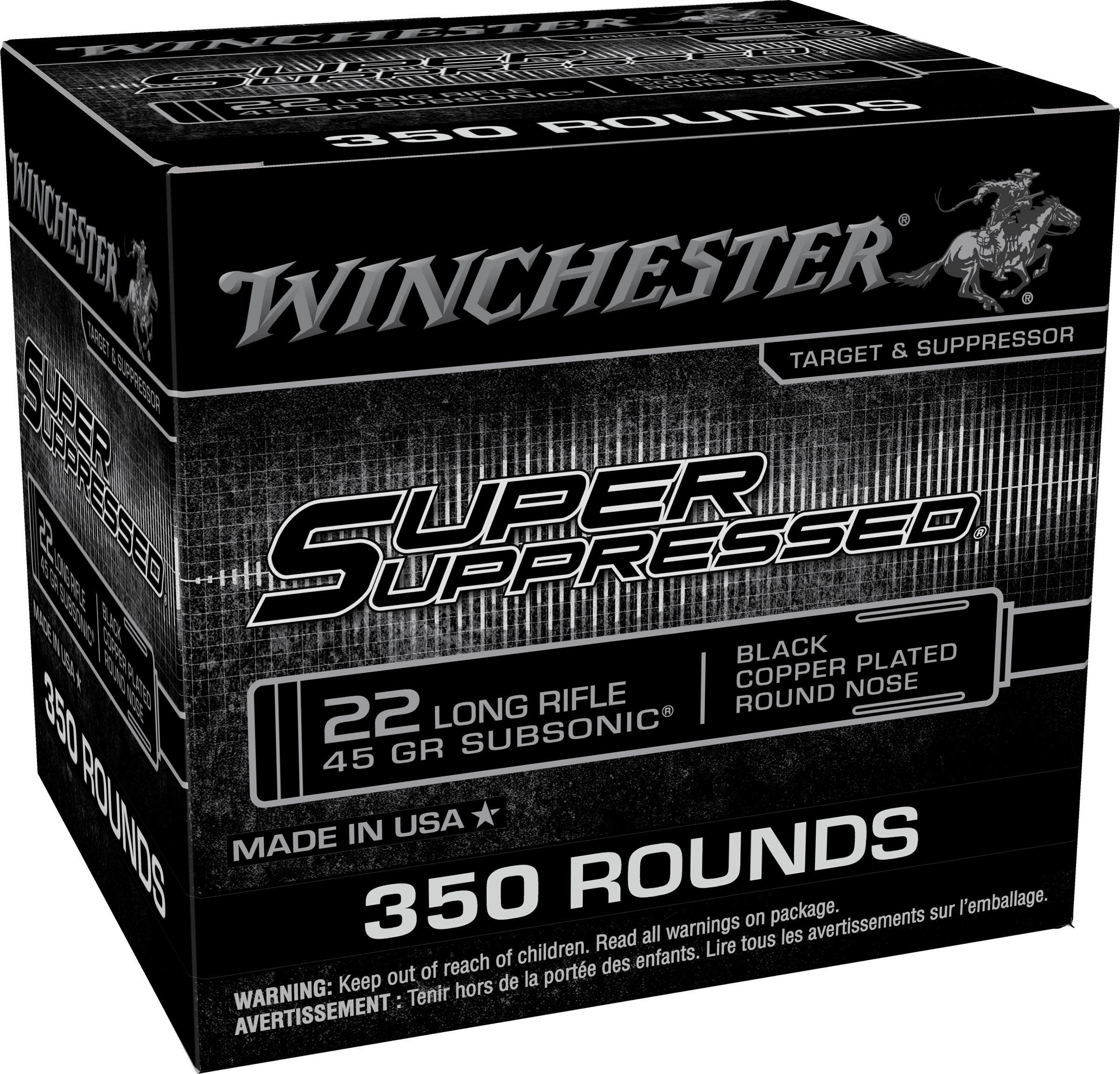WINCHESTER 22 LR SUPER SUPRESSED RN CP 45 GR SUBSONIC 350RD/BOX 4BX/CS