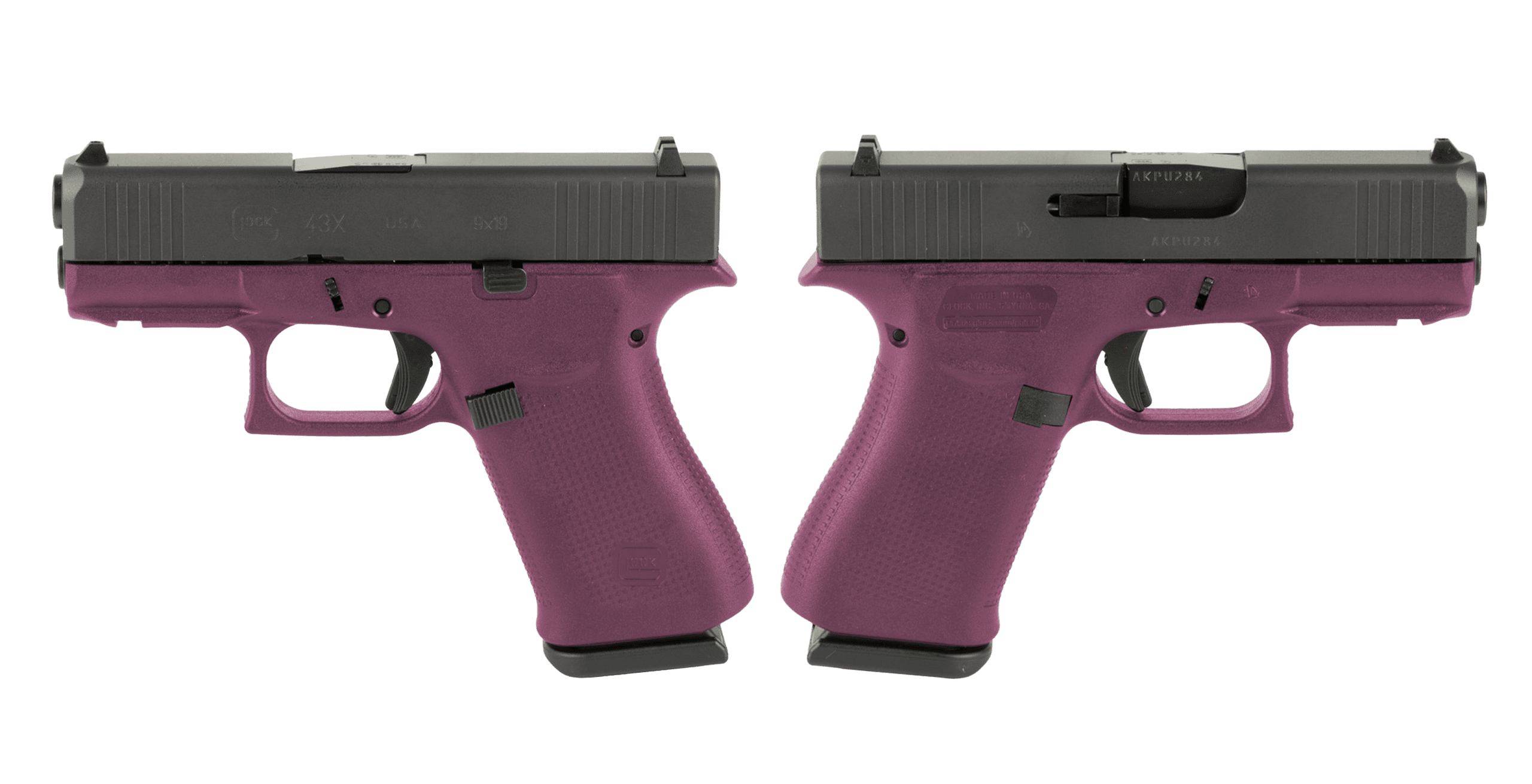 GLOCK G43X 9MM PISTOL 3.41" PISTOL CRANBERRY NIGHT SIGHTS 2-10RD MAGS