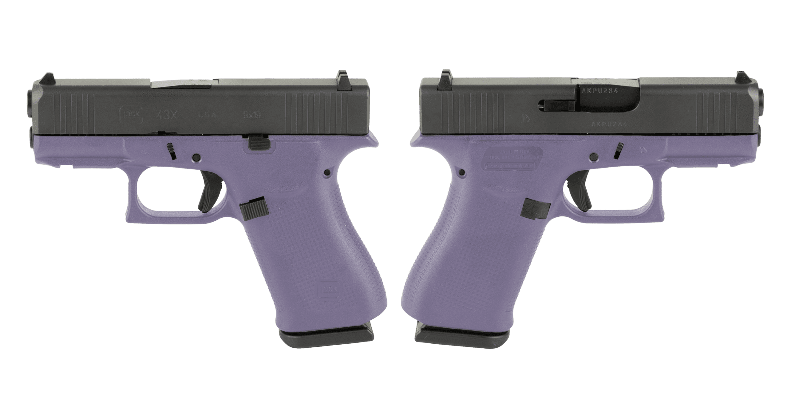 GLOCK G43X 9MM PISTOL 3.41" PURPLE ORCHID NIGHT SIGHTS 2-10RD MAGS