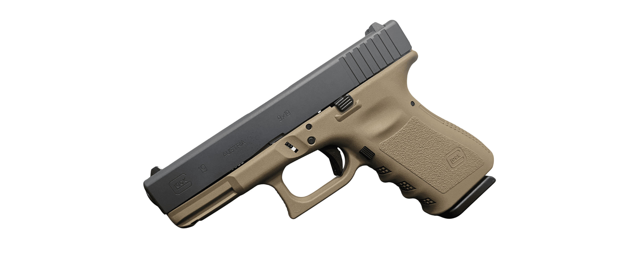 GLOCK 19 GEN 3 9MM PISTOL FDE FRAME 4.01" FXD 5.5lb 2-15RD MAGS