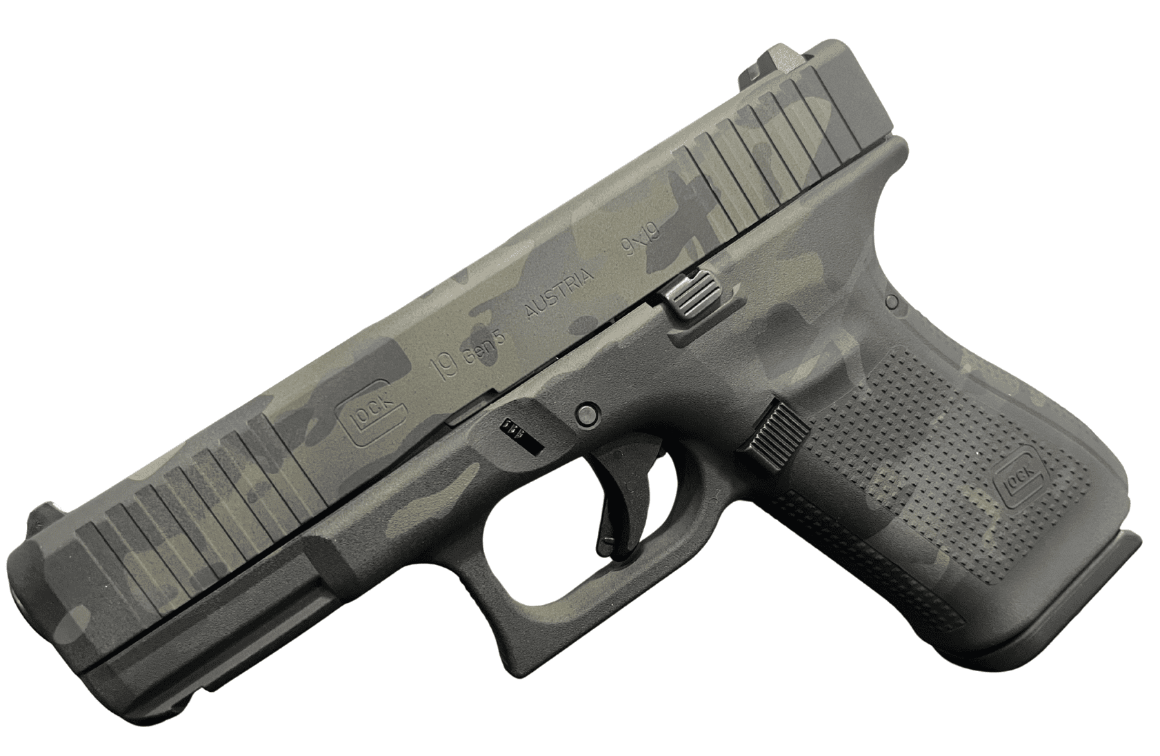 GLOCK 19 GEN 5 FS 9MM PISTOL BLACK MULTI CAM 4.02" FXD 5.5lb 3-15RD MAGS