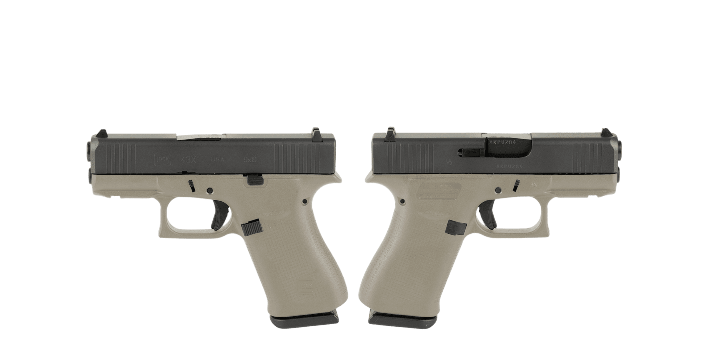 GLOCK G43X 9MM PISTOL 3.41" MCMILLIAN TAN NIGHT SIGHTS 2-10RD MAGS