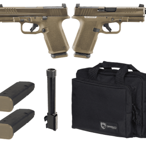 RUGER RXM TACTICAL BUNDLE 9MM PISTOL 4" THREADED, 2 TONE FDE O.R. RANGE BAG, 2-15RD MAGS