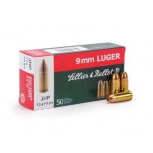 Sellier & Bellot 9mm Luger Ammunition 115 Grain Jacketed Hollow Point 50 rounds