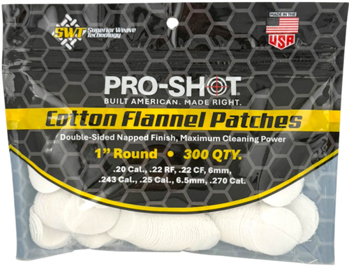 PRO SHOT CLEANING PATCH COTTON - FLANNEL .22-.270 1" 300CT