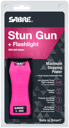 SABRE STUN GUN FLASHLIGHT MINI - W/HOLSTER 1.600uC PINK - Image 2