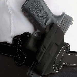 DESANTIS MINI SLIDE HOLSTER - OWB RH LEATHER S/A HELLCAT BLK