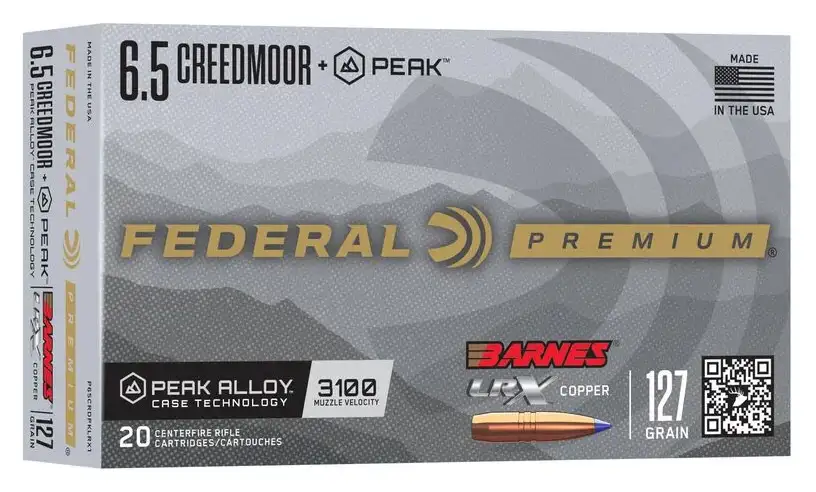 FEDERAL 6.5 CREEDMOOR+PEAK 127GR BARNES LRX 20RD/BX 10BX/CS
