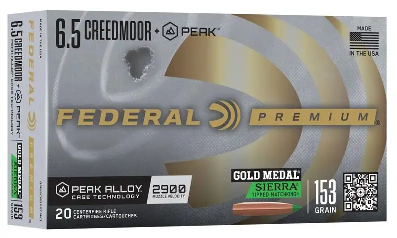 FEDERAL 6.5 CREEDMOOR+PEAK 153GR SIERRA TIPPED MATCHKING 20 RD/BX 10 BX/CS