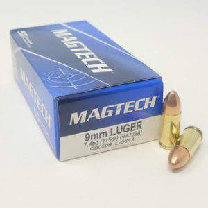 Magtech 9mm Ammunition 115 Grain Full Metal Jacket MT9A 50 rounds