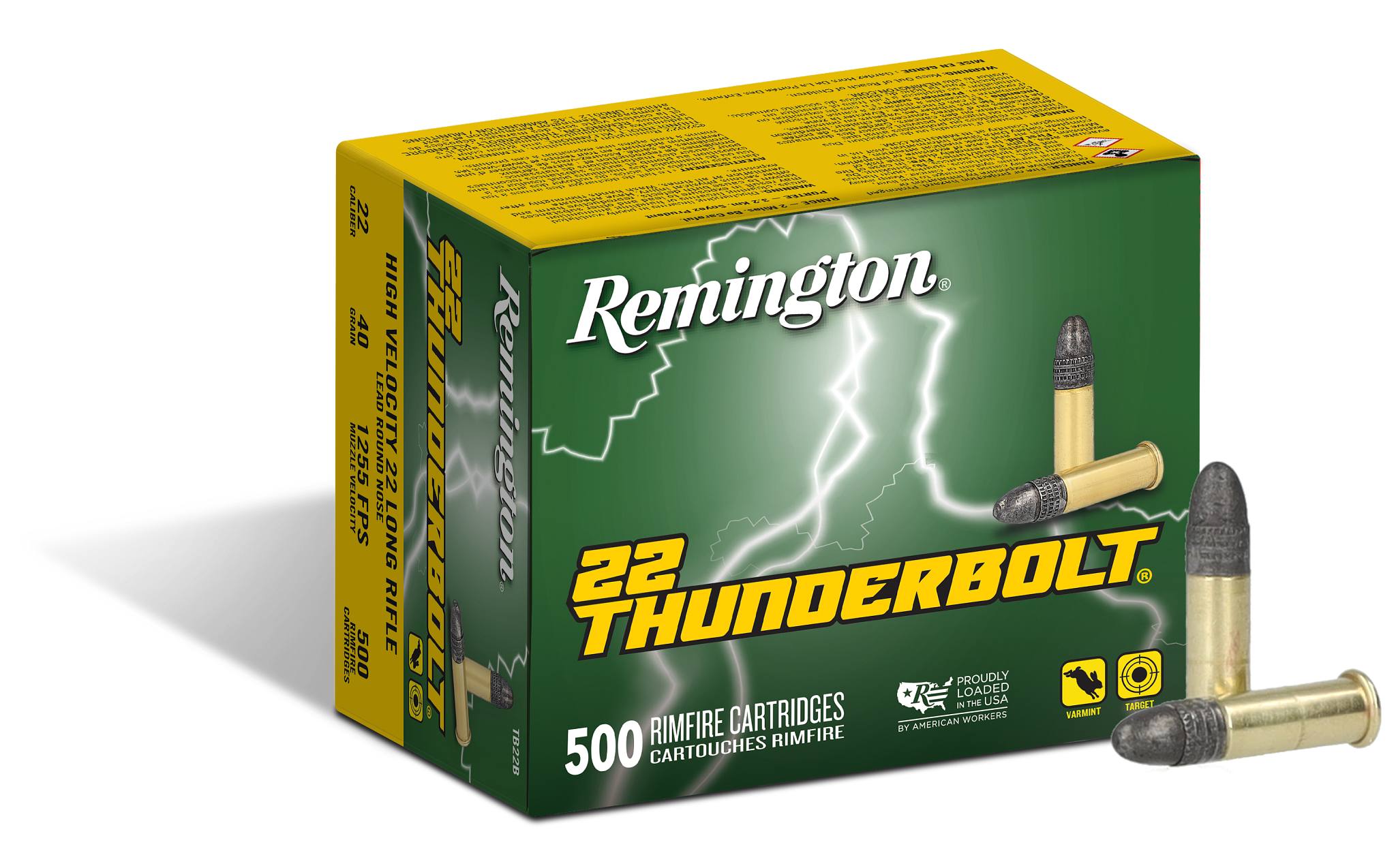 REMINGTON THUNDERBOLT® 22 LR, HV 40GR RN 500 RD/BX 10 BX/CS