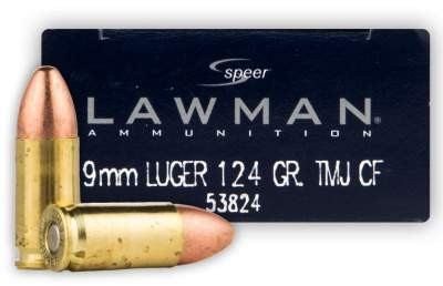 Speer 9mm Ammunition Lawman Cleanfire CCI53824 124 Grain Total Metal Jacket 50 rounds