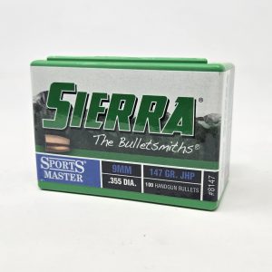 Sierra 9mm (.355 Dia) Reloading Bullets Sports Master SRAA8147 147 Grain Jacketed Hollow Point 100 Pieces