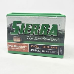 Sierra 458 Cal/45-70 (.458 Dia) Reloading Bullets Pro Hunter SRAA8950 400 Grain Flat Nose Jacketed Hollow Point 50 Pieces