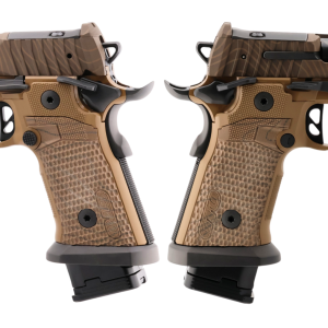 SIG SAUER P211 COMBAT COYOTE TOPO 9MM PISTOL 4.4" MACH3D COMP, G10 GRIP, 1-23RD 2-21RD MAGS