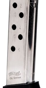 WALTHER MAGAZINE PPK 380 - 380ACP 6RD FINGER REST NKL