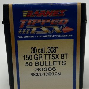 Barnes 30 Cal (.308 Dia) Reloading Bullets Copper TTSX B30366 150 Grain Boat Tail Ballistic Tip 50 Pieces