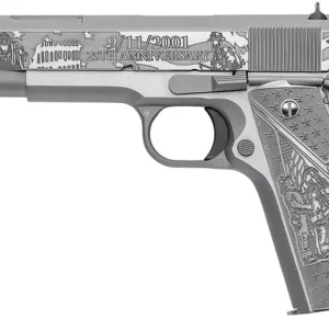 COLT REMEMBER 9/11 1911 45ACP PISTOL STAINLESS ENGRAVED 25TH ANNIVERSARY, ENGRAVED ALUMINUM GRIPS