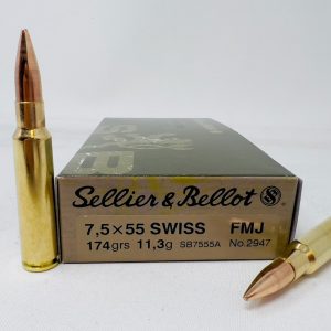 Sellier & Bellot 7.5x55 Swiss Ammunition SB7555A 174 Grain Full Metal Jacket 20 Rounds