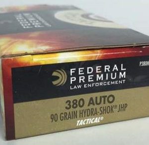 Federal 380 Auto Hydra-Shok Tactical P380HS1G 90 gr JHP 50 rounds