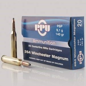 Prvi PPU 264 Win Mag Ammunition PP264 140 Grain Pointed Soft Point 20 rounds
