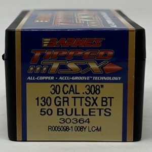 Barnes 30 Cal (.308 Dia) Reloading Bullets Copper TTSX B30364 130 Grain Boat Tail Ballistic Tip 50 Pieces