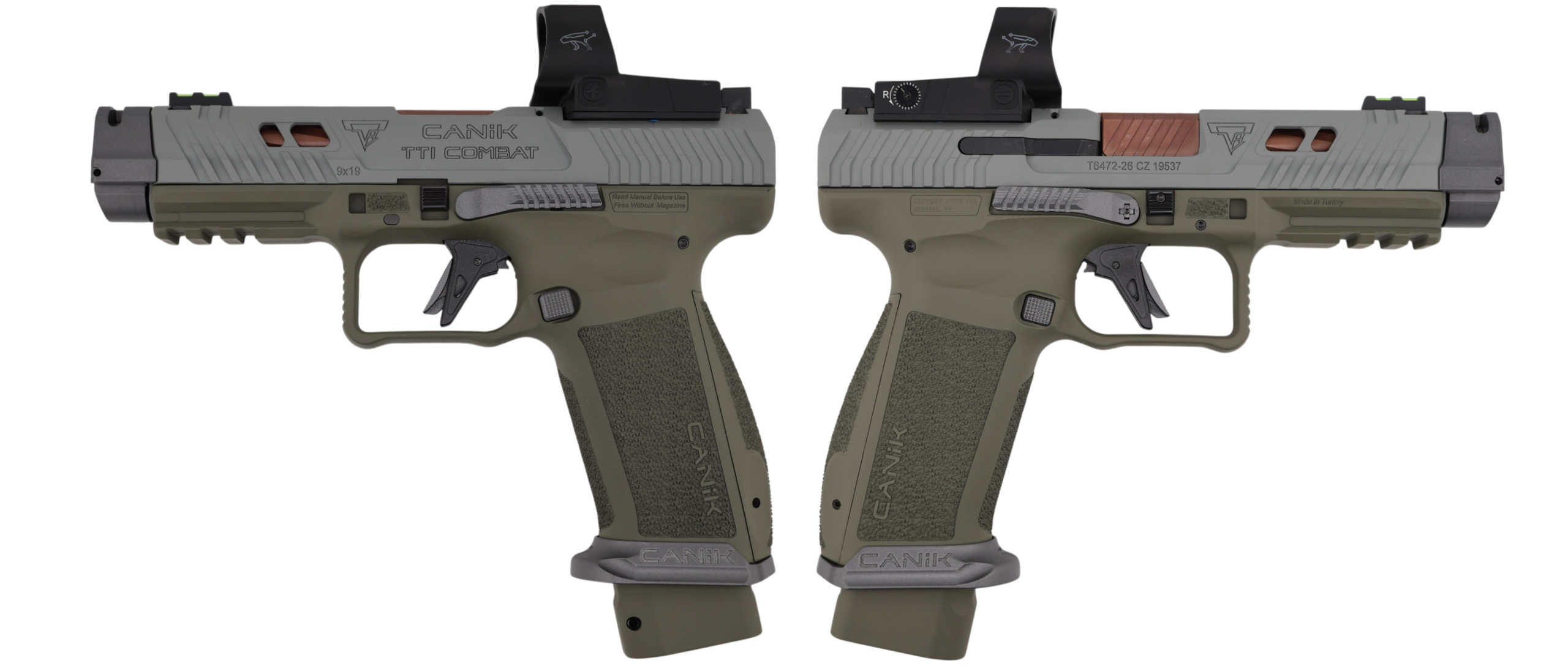 CANIK TTI COMBAT SMOKE ODGREEN W/MECANIK OPTIC 9MM PISTOL 4.6" 2-18RD