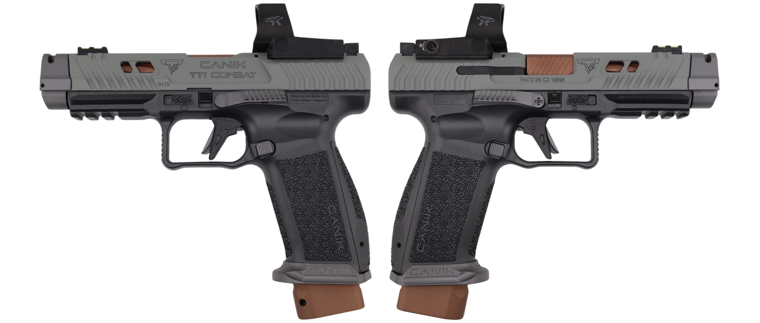 CANIK TTI COMBAT SMOKE TWO TONE GREY W/MECANIK OPTIC 9MM PISTOL 4.6" 2-18RD
