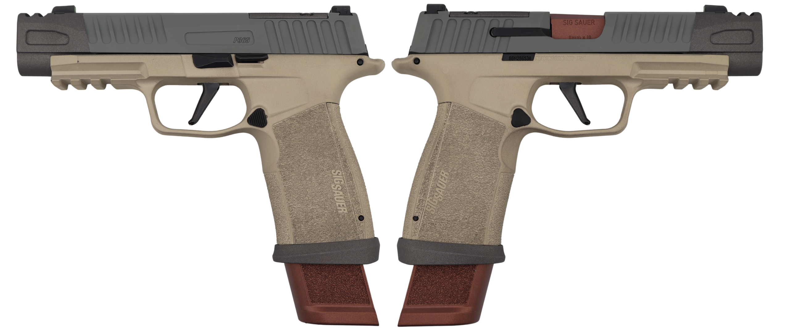 SIG SAUER P365 FUSE COMP 9MM PISTOL 3.7" COMP, SUGA BEAR OPTIC READY  2-21RD 1-17RD MAG