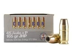 Corbon 45 Auto +P Ammunition 165 Grain Jacketed Hollow Point 20 rounds