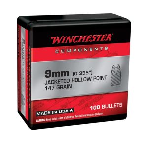 Winchester 9mm (.355 Dia) Reloading Bullets WB9JHP147X 147 Grain Jacketed Hollow Point 100 Pieces