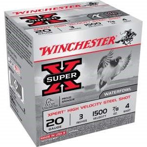 Winchester 20 Gauge Xpert High Velocity Ammunition WEX2034 3" 7/8 oz #4 Non-Toxic Plated Steel Shot CASE 250 rounds