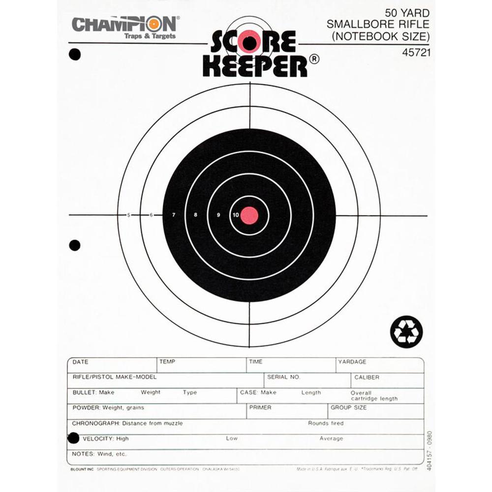 Champion Scorekeeper Targets Fluorescent Orange Bull 50 yd. Small Bore Notebook 12/ct