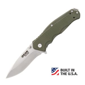 Bear & Son G10 Sideliner Folding Knife 3-3/8" Drop Point Blade OD Green with Trigger Boxed